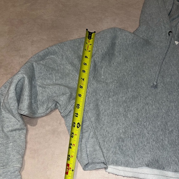 Vintage Reverse Weave Champion Women's Gray Cropped Hoodie - Picture 3 of 5